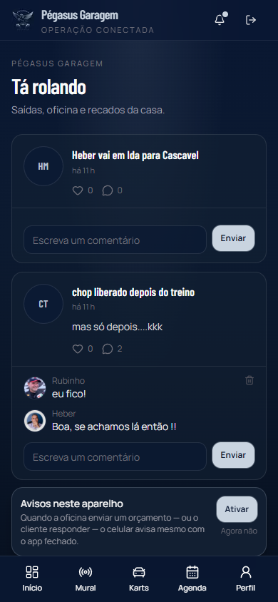 Mural no app do cliente