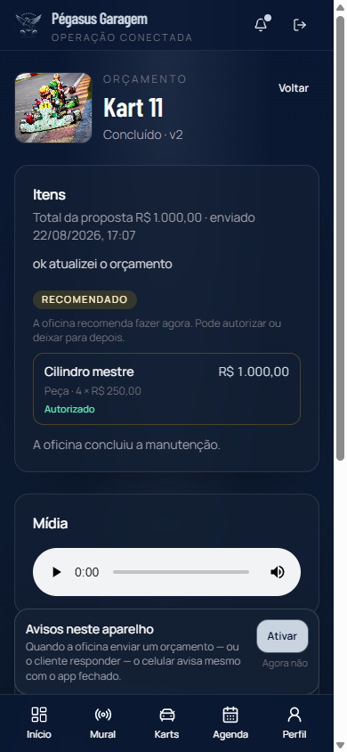 Orçamento com áudio, foto e vídeo