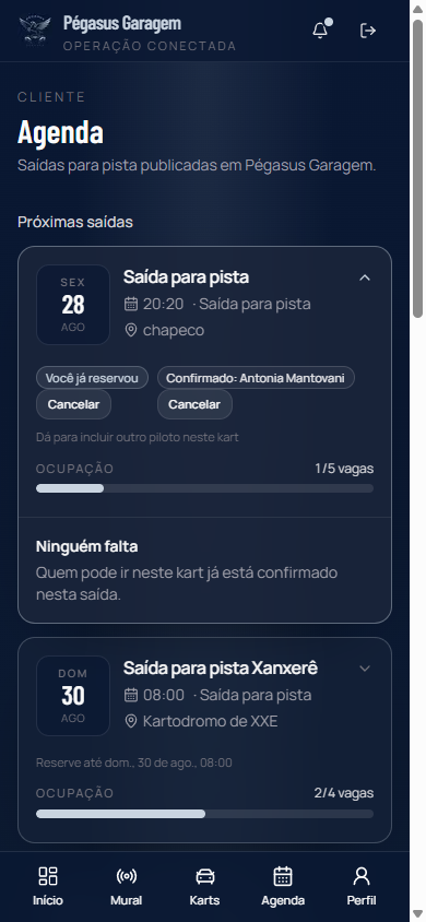 Dois pilotos no mesmo kart: você e o outro confirmado, uma vaga