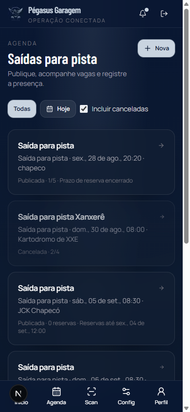 Agenda com o chip Incluir canceladas