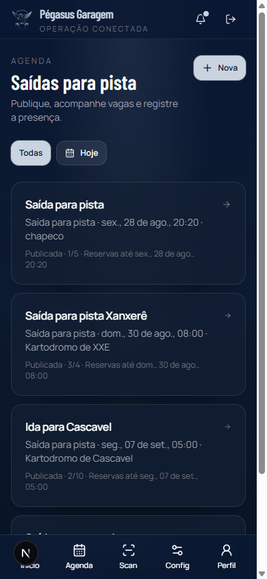 Agenda com saídas publicadas