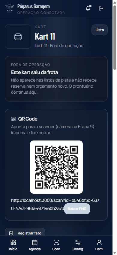 Ficha do kart fora de operação