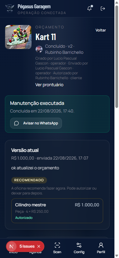 Detalhe de um orçamento