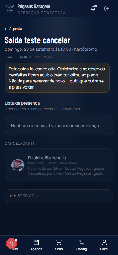 Ficha de uma saída cancelada