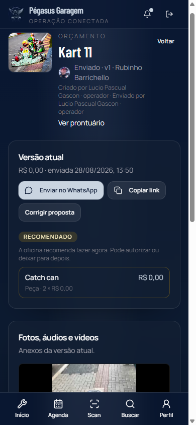 Orçamento enviado com o botão Corrigir proposta