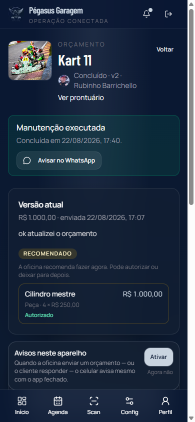 Orçamento aberto na oficina